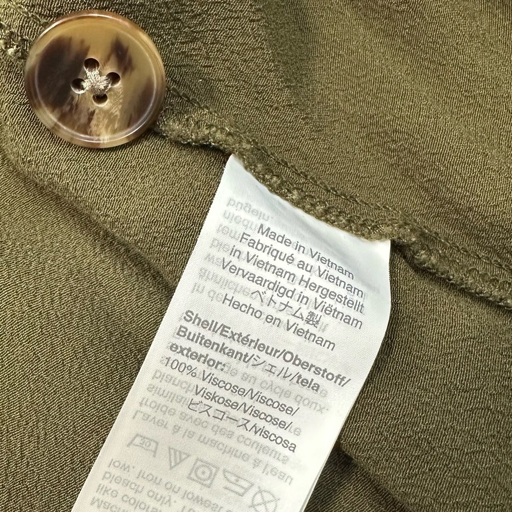 Madewell Green Olive Mini Dress V-Neck Button Back Size S - Picture 11 of 14